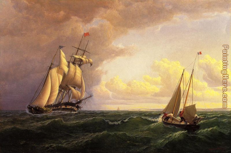 Whaler off the Vineyard, Outward Bound painting - William Bradford Whaler off the Vineyard, Outward Bound art painting